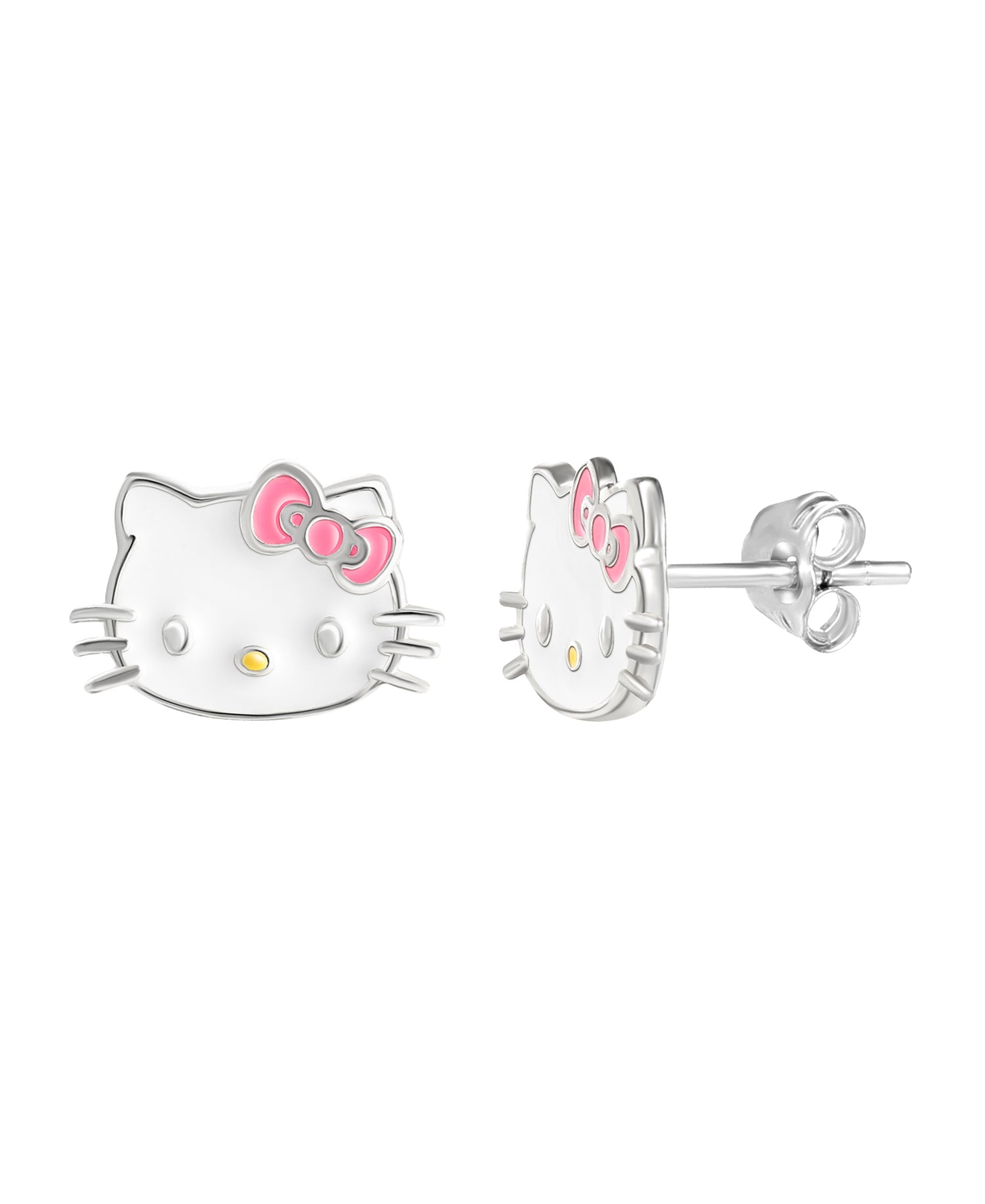 Sanrio Hello Kitty Sterling Silver Enamel Stud Earrings with Ceramic Hello Kitty Trinket Tray