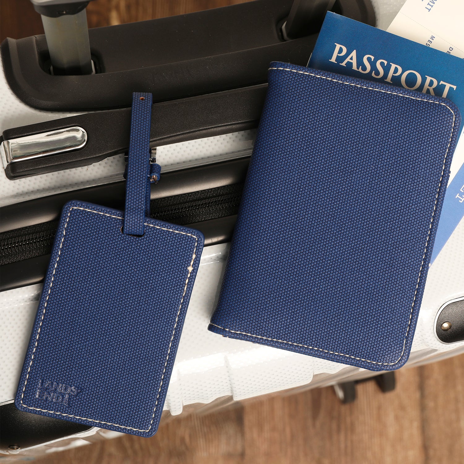 Lands' End Passport Holder for Travel, Passport Cover for Men and Women, Travel Folio (Navy) - Navy