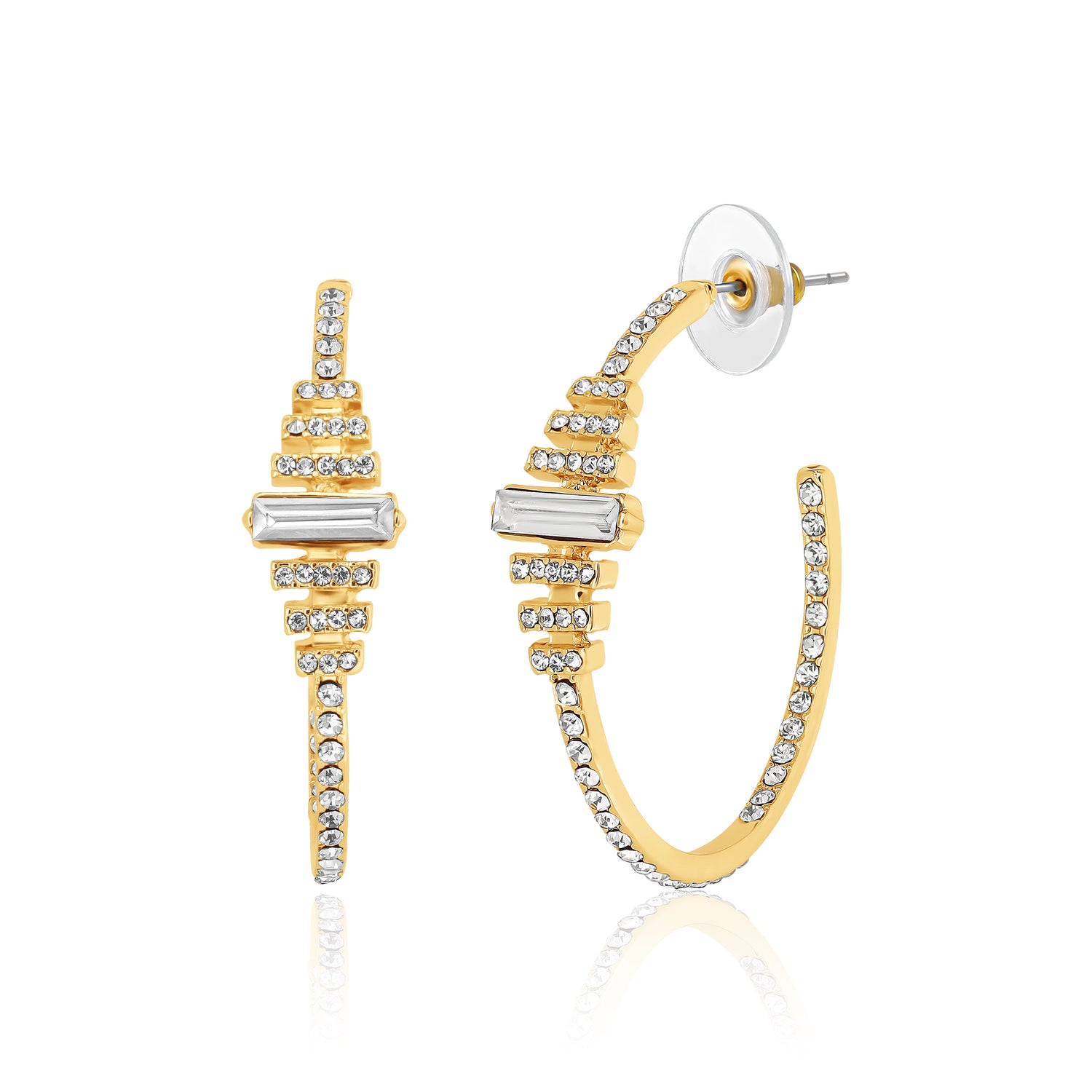 BCBGeneration Crystal Baguette Hoop Earrings
