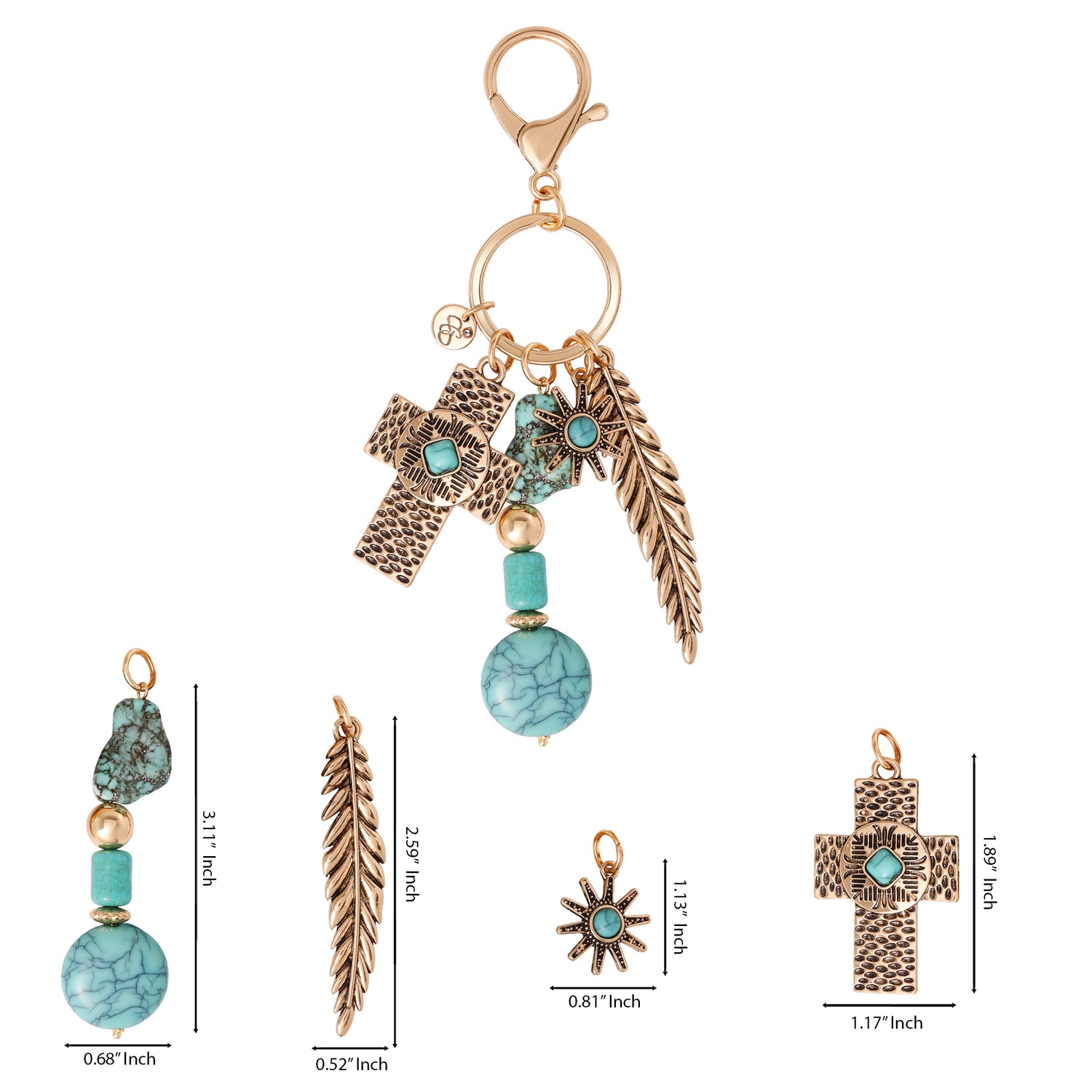 Jessica Simpson Turquoise Bead Keychain with Charms
