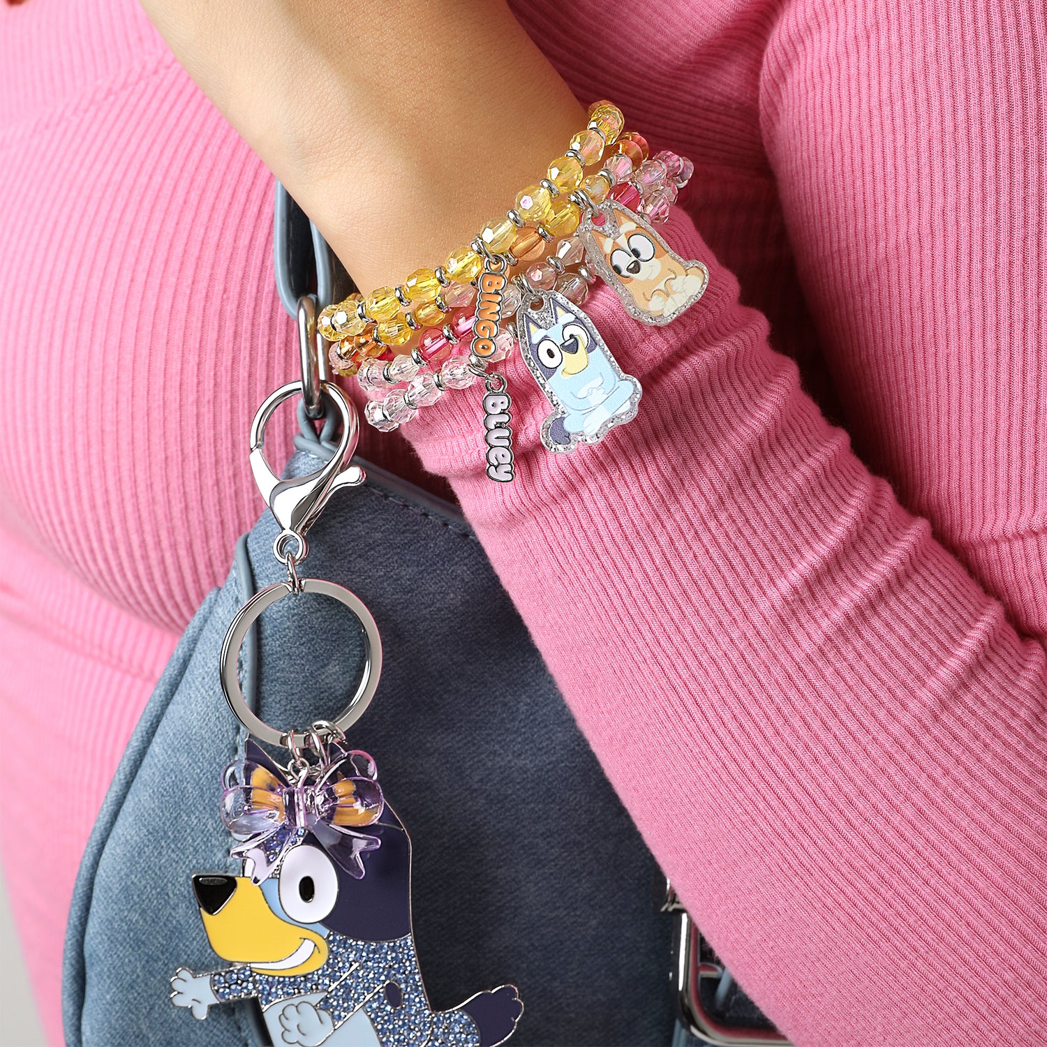 Bluey Beaded Bracelet Set, 4-Pack, Character Charms, Adjustable Stretch