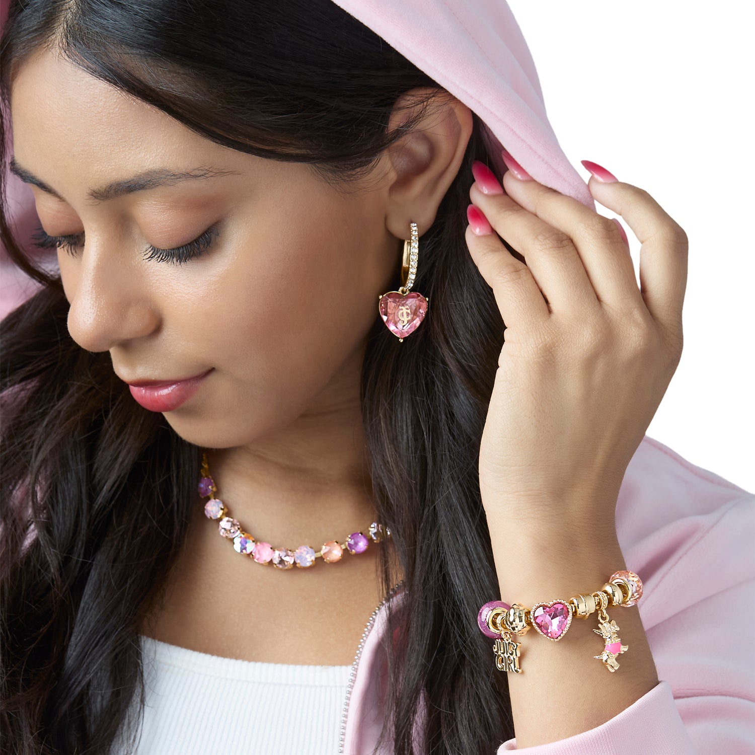 Juicy Couture Womens Charm Bracelet 7.5", Juicy Girl and Scottie Dog Charms