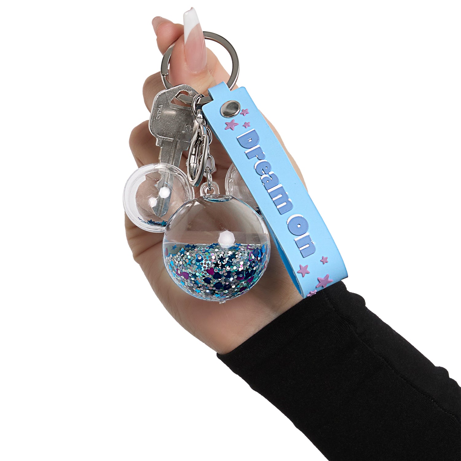 Disney Mickey Mouse Shaped Blue Liquid Keychain