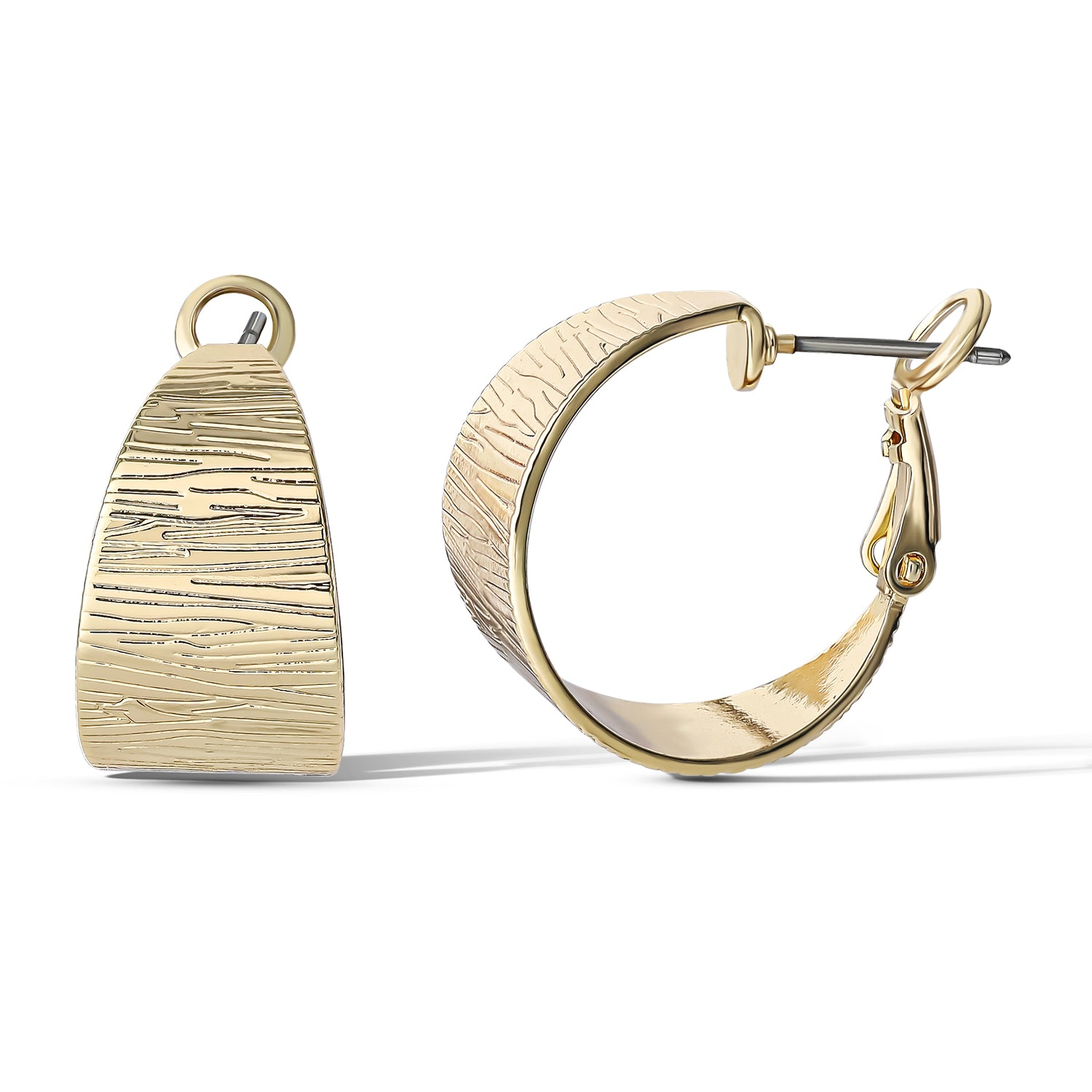 Jessica Simpson Gold-Tone Textured Half Omega Hoop Earrings