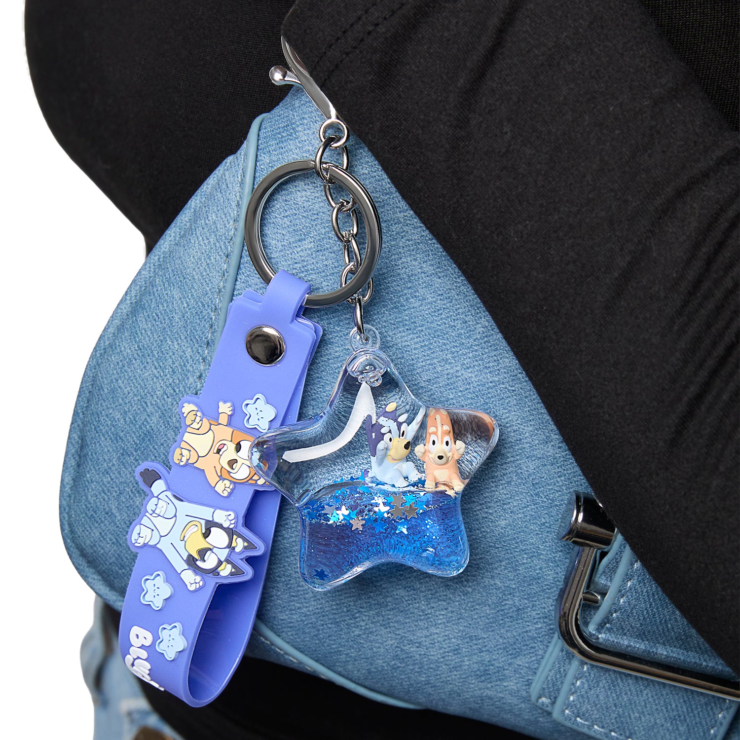 Bluey and Bingo Liquid Star Bag Charm Keychain