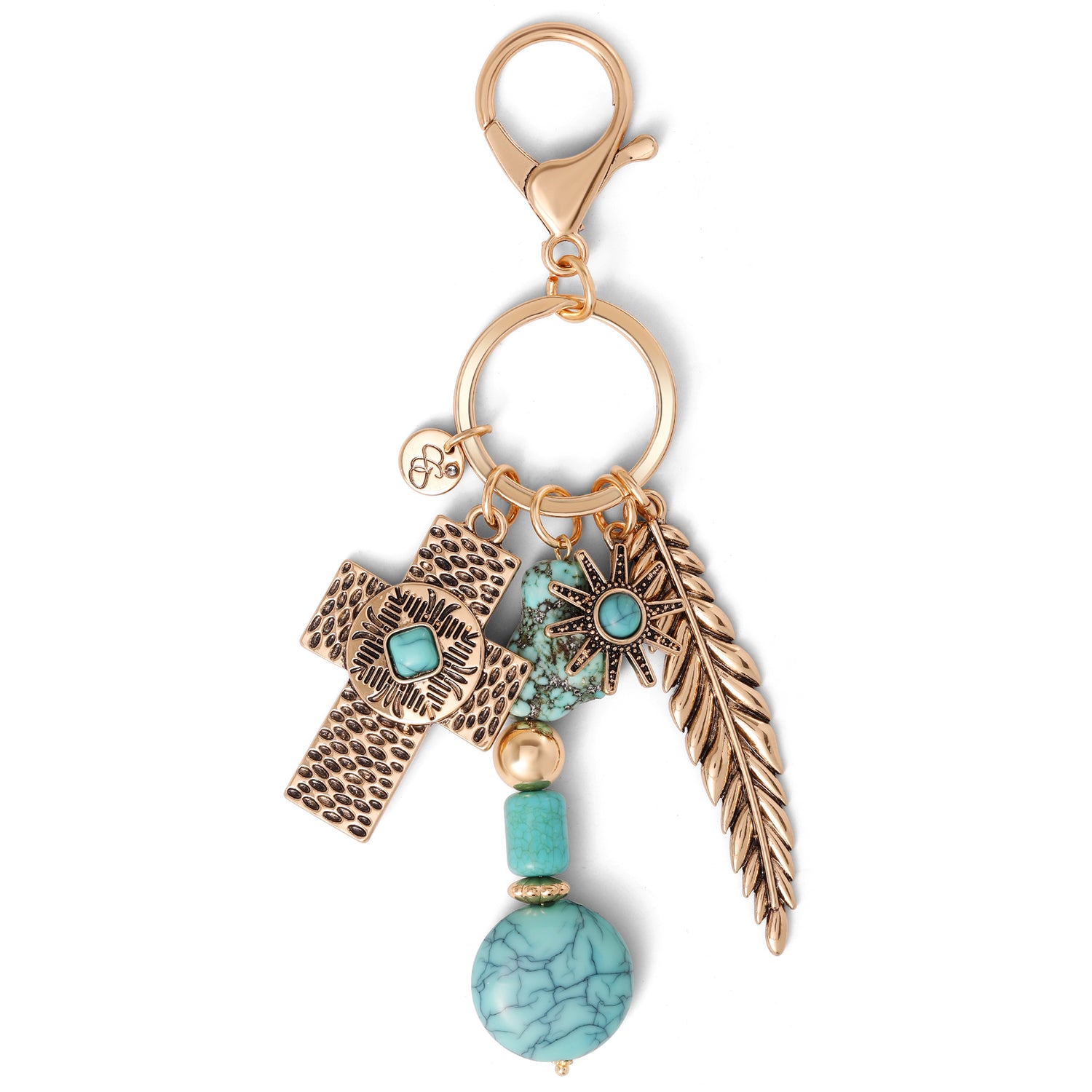 Jessica Simpson Turquoise Bead Keychain with Charms