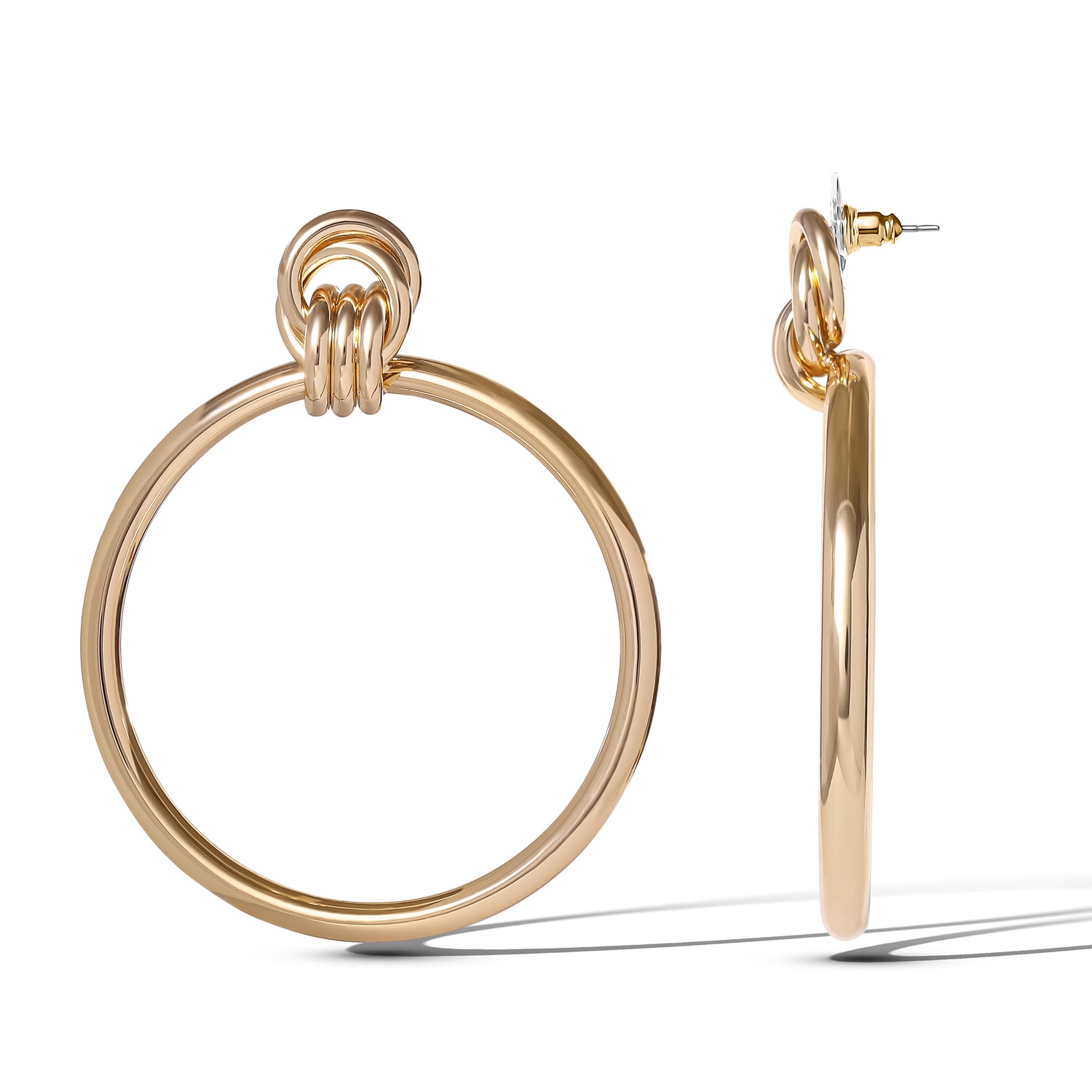 Jessica Simpson Oversized Gold Circle Drop Earrings