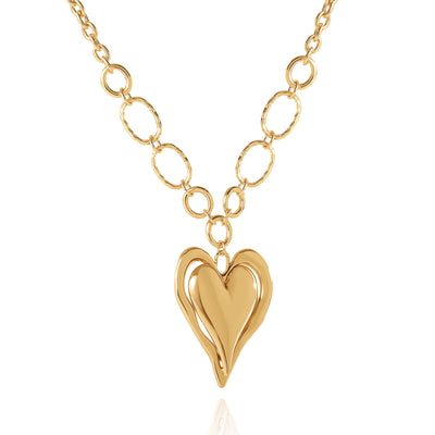 BCBGeneration Linked Chain Heart Pendant Necklace