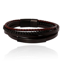Lucky Brand Mens Multilayer Braided and Bead Bracelet in Brown & Black