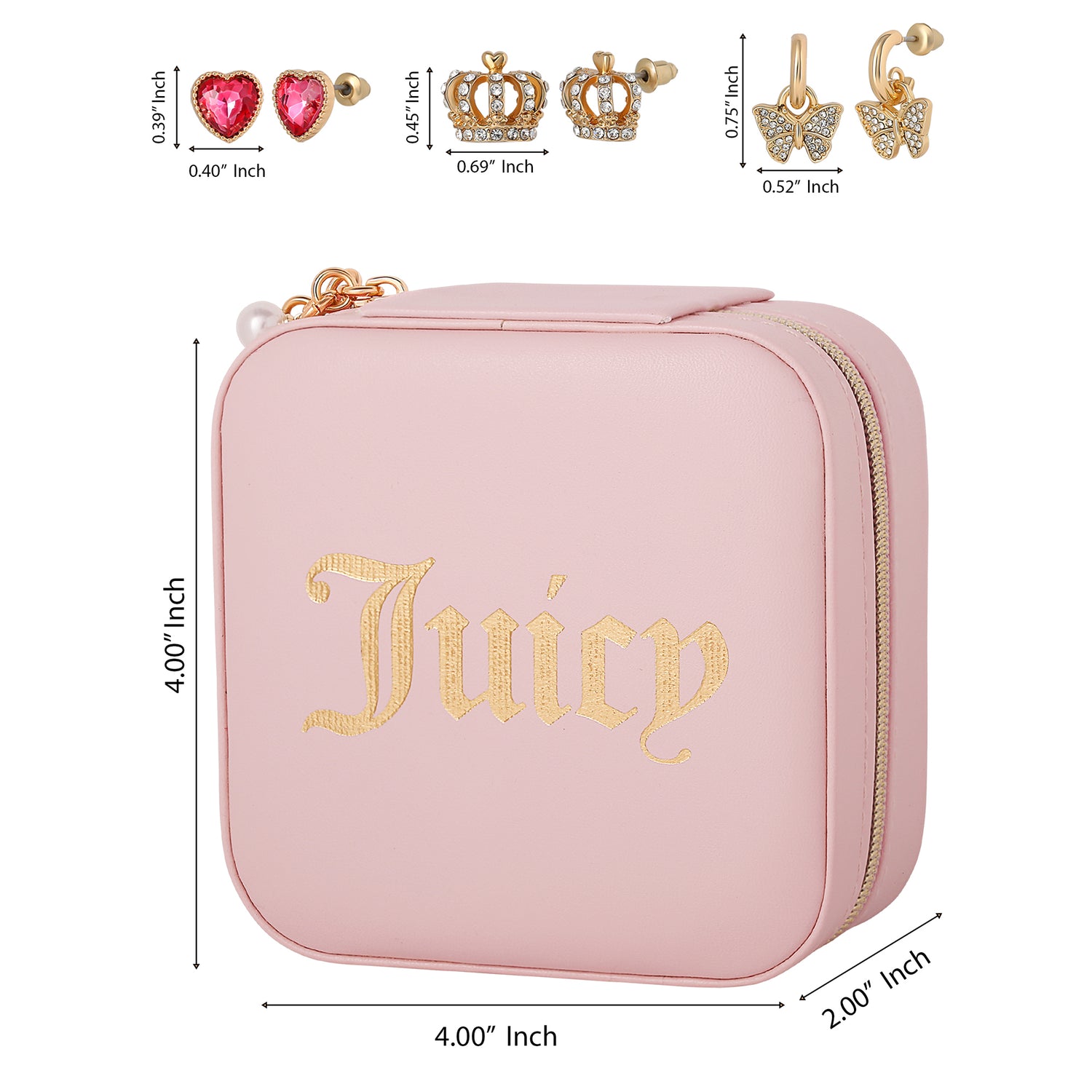 Juicy Couture Huggie Hoops, Stud Earrings for Women, 3-Pair Gift Set & Box