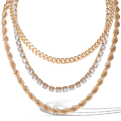 Jessica Simpson 3-Piece Twisted Chain Link Necklace Set