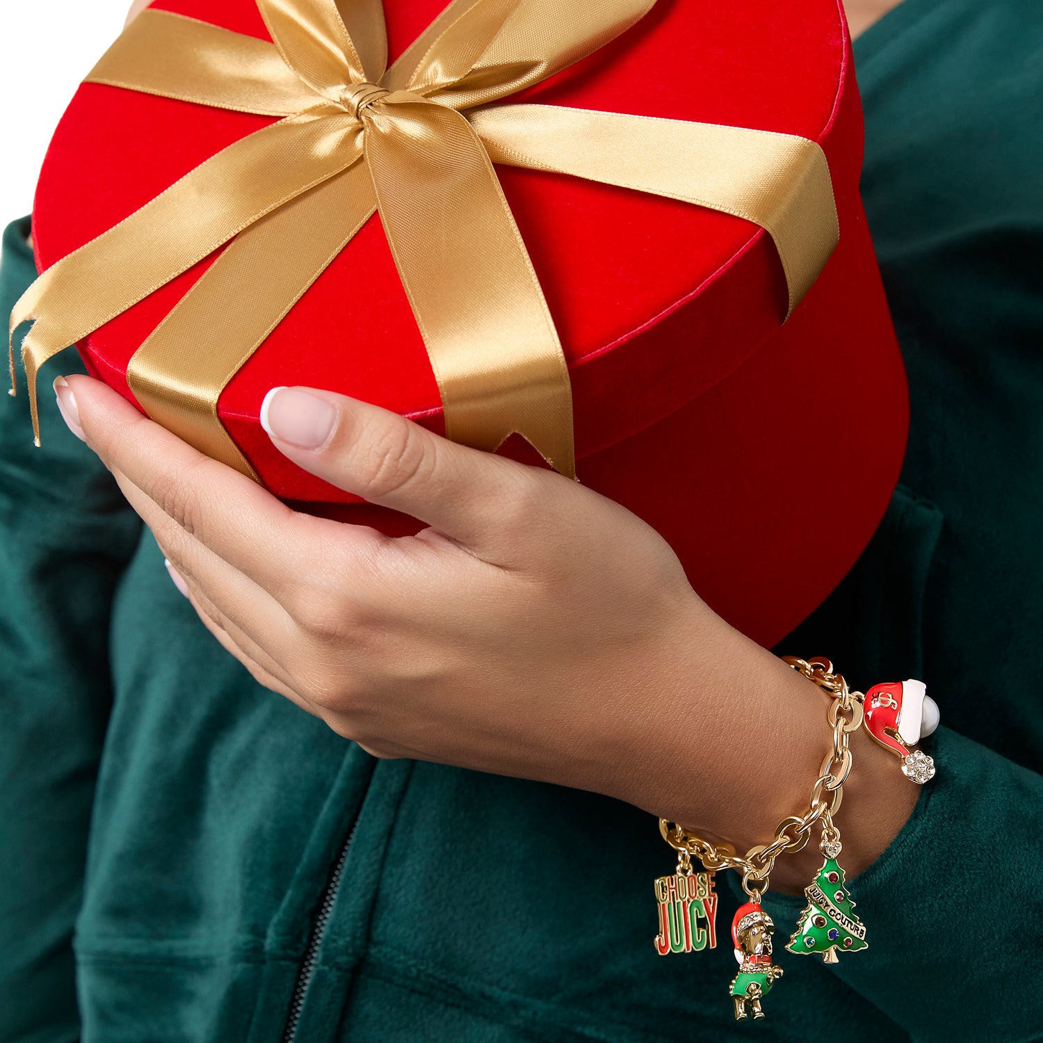 Juicy Couture Holiday Charm Bracelet, Gold‑Tone Enamel Christmas Motifs