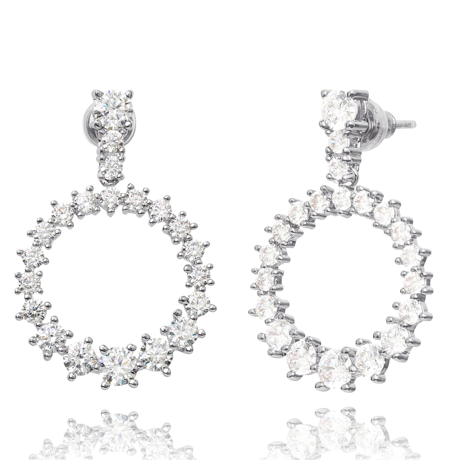 BCBGeneration Crystal Wreath Hoop Earrings, Silver‑Tone Pavé Circles