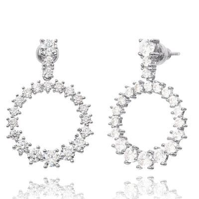 BCBGeneration Crystal Wreath Hoop Earrings, Silver‑Tone Pavé Circles