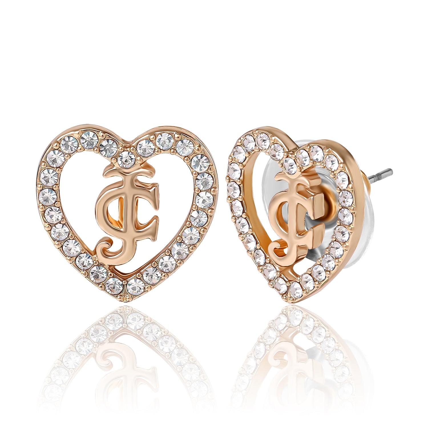 Juicy Couture Gold-Tone Pavé Heart Necklace & Stud Earrings Set