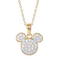 Mickey Mouse Necklace for Women, Aurora Boreal Crystal Mickey Pendant