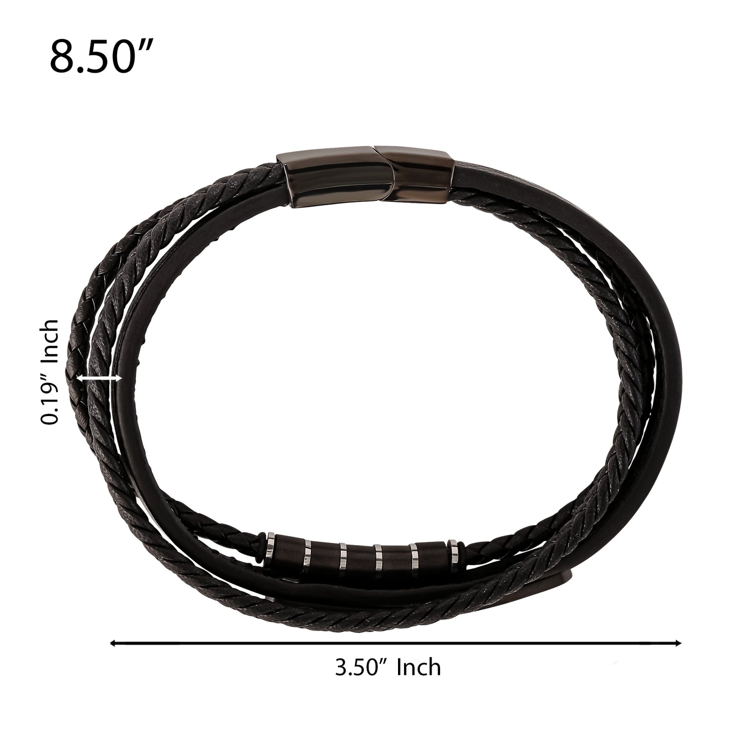 Stainless Steel 3-Row Cord Bracelet