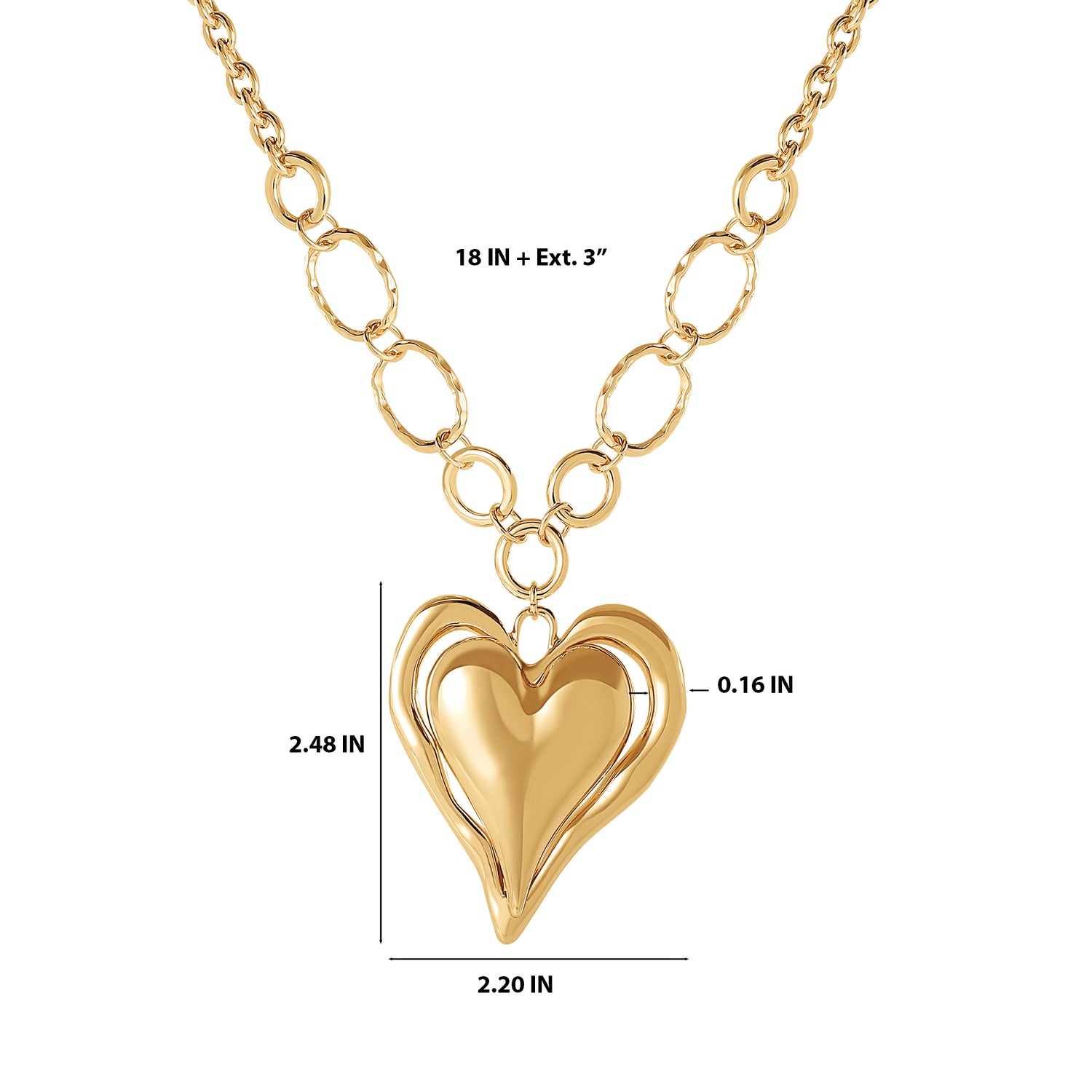 BCBGeneration Linked Chain Heart Pendant Necklace