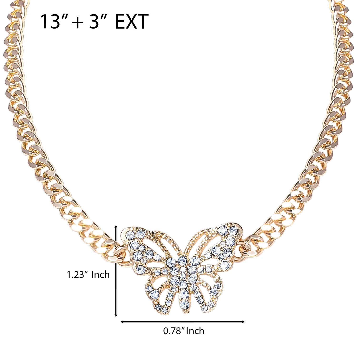 JS Jessica Simpson Butterfly Pendant Chain Necklace