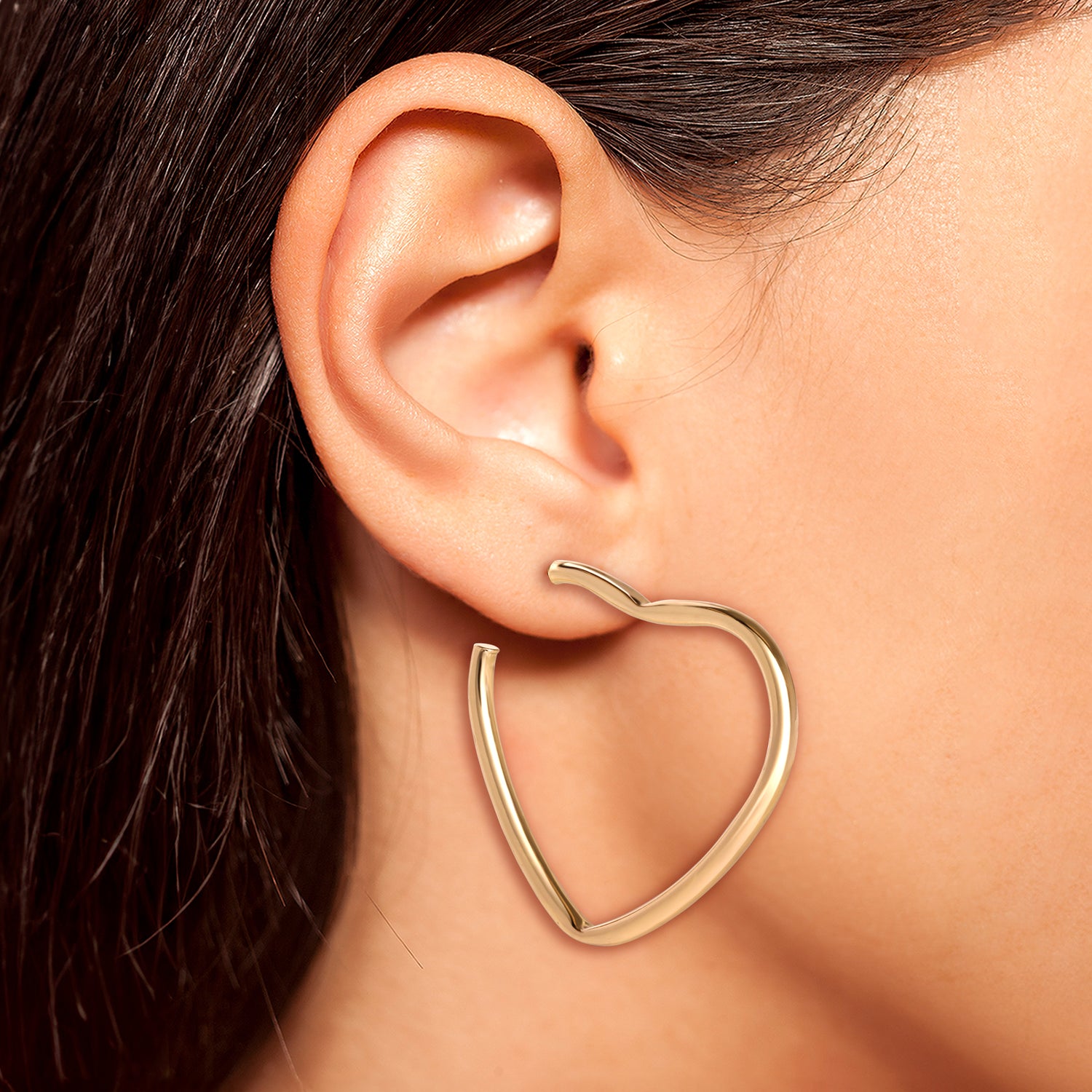 JS Jessica Simpson Gold-Tone Heart-Shaped Hoop Earrings