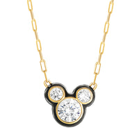 Disney Mickey Mouse Cubic Zirconia and Enamel Necklace Official License 18", Flash-Plated Necklace