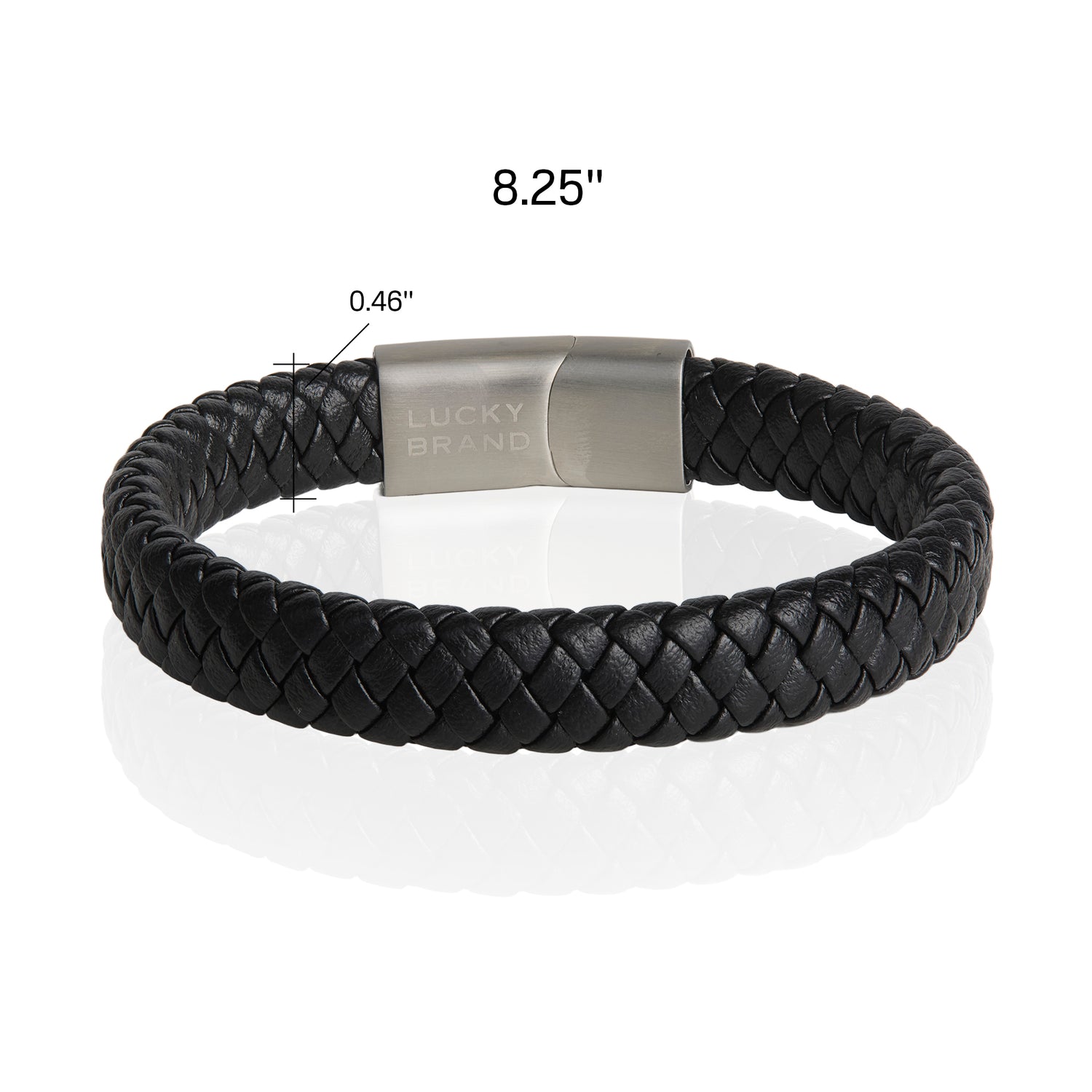 Lucky Brand Wide Woven Microfiber Leather Bracelet for Men, 8.25"