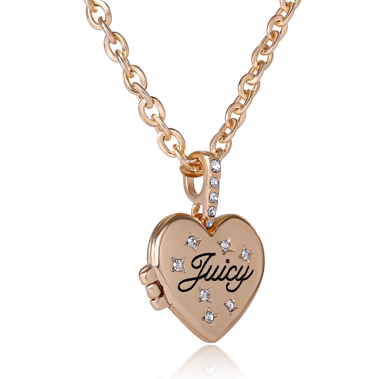 Juicy Couture Gold Tone Heart Locket Necklace for Women 16"