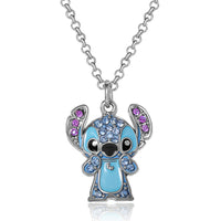 Disney Stitch Necklace for Women Official License, 16"+3" Fashion Pave Crystal Stitch Jewelry Gifts