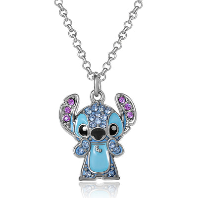 Disney Lilo & Stitch Pave Crystal Pendant Necklace - Cute Character Jewelry