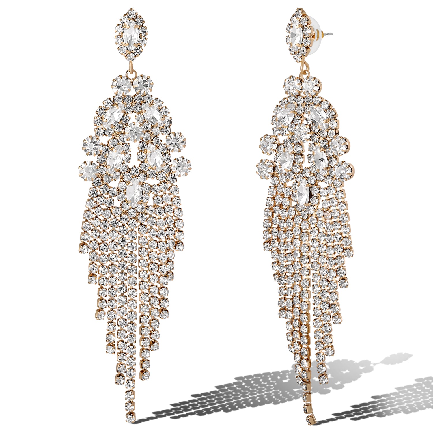 Jessica Simpson Crystal Fan Drop Earrings in Silver-Tone