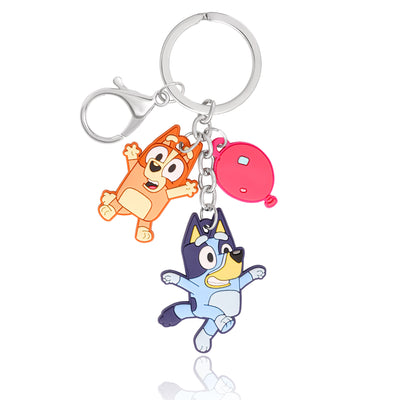 Bluey & Bingo Layered Charm Keychain with Balloon Accent