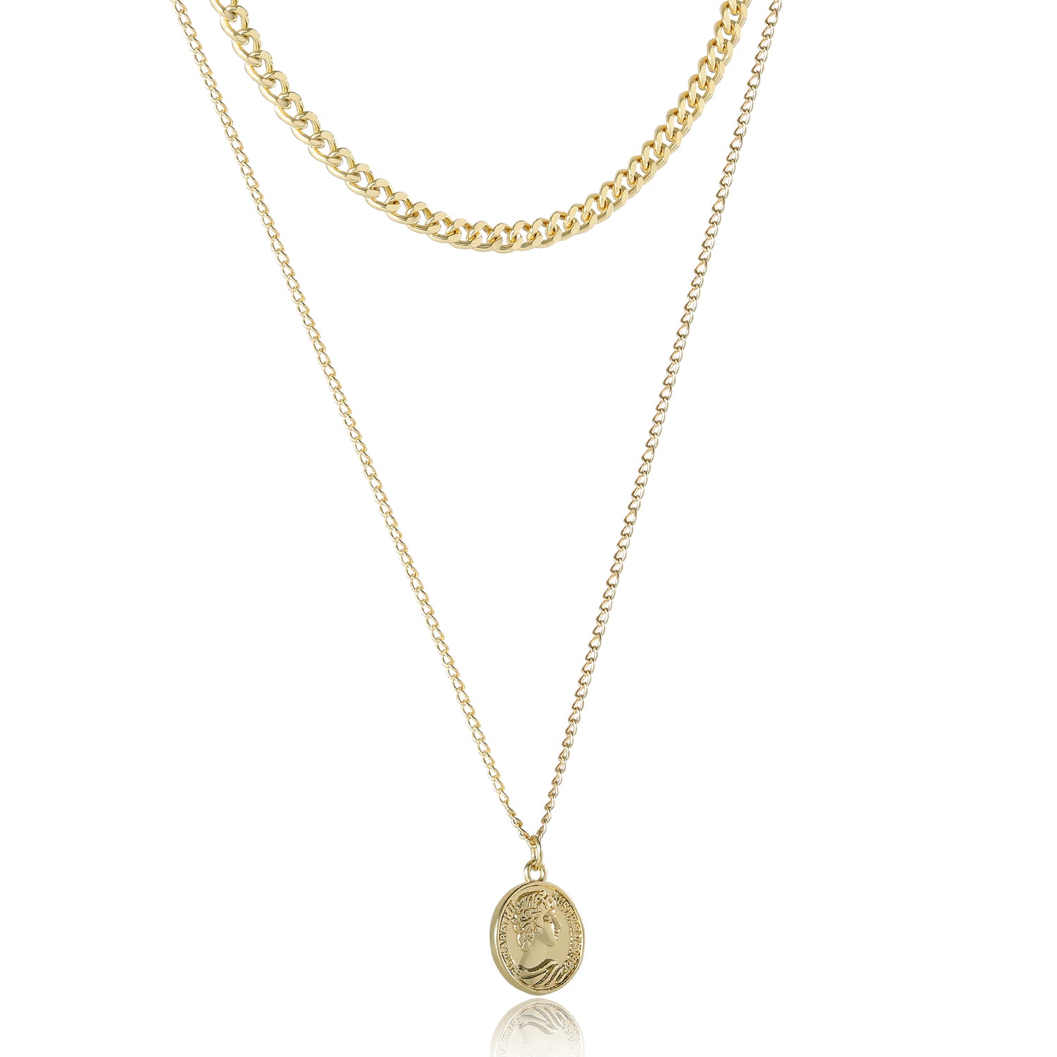 JS Jessica Simpson Layered Gold Pendant Necklace – Trendy Fashion Jewelry