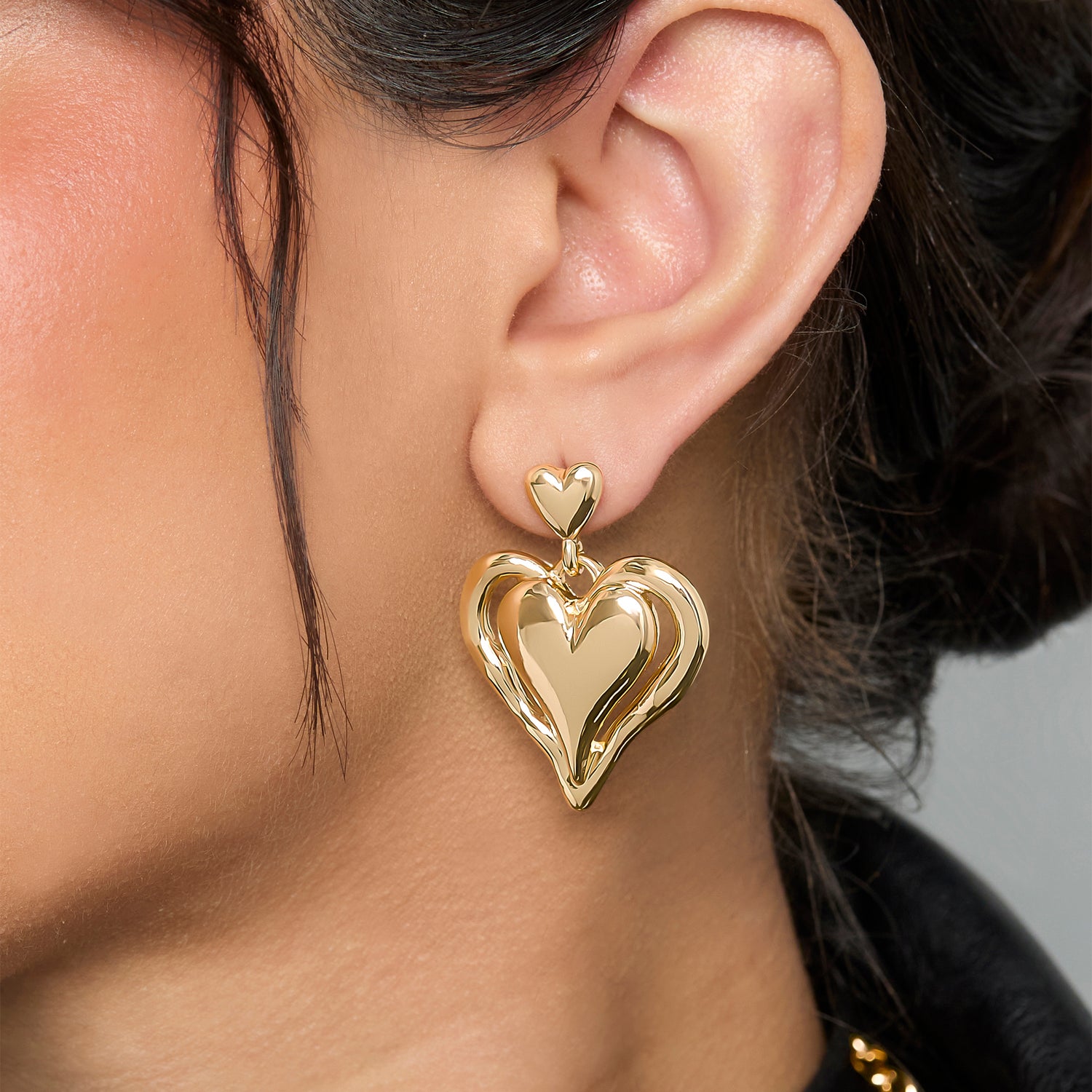 BCBGeneration Double Heart Drop Earrings