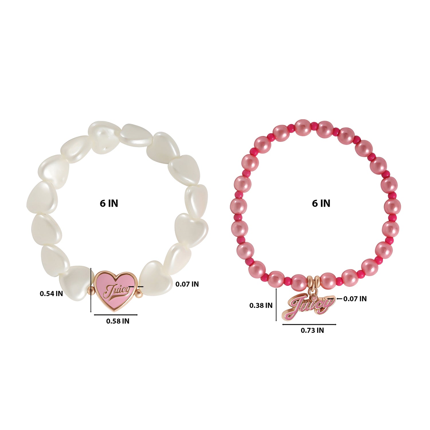 Juicy Couture Kids Choose Juicy Heart Charm 2 Piece Beaded Jewelry