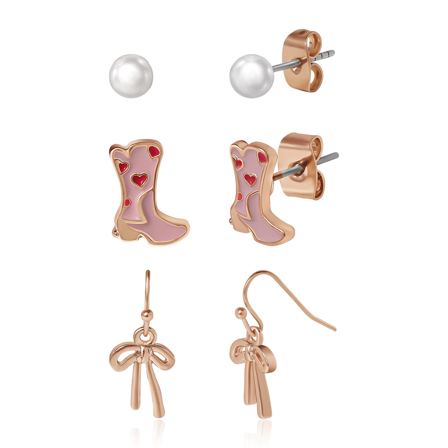 Jessica Simpson Imitation Gold Plated 3-Pack Stud Earrings Set