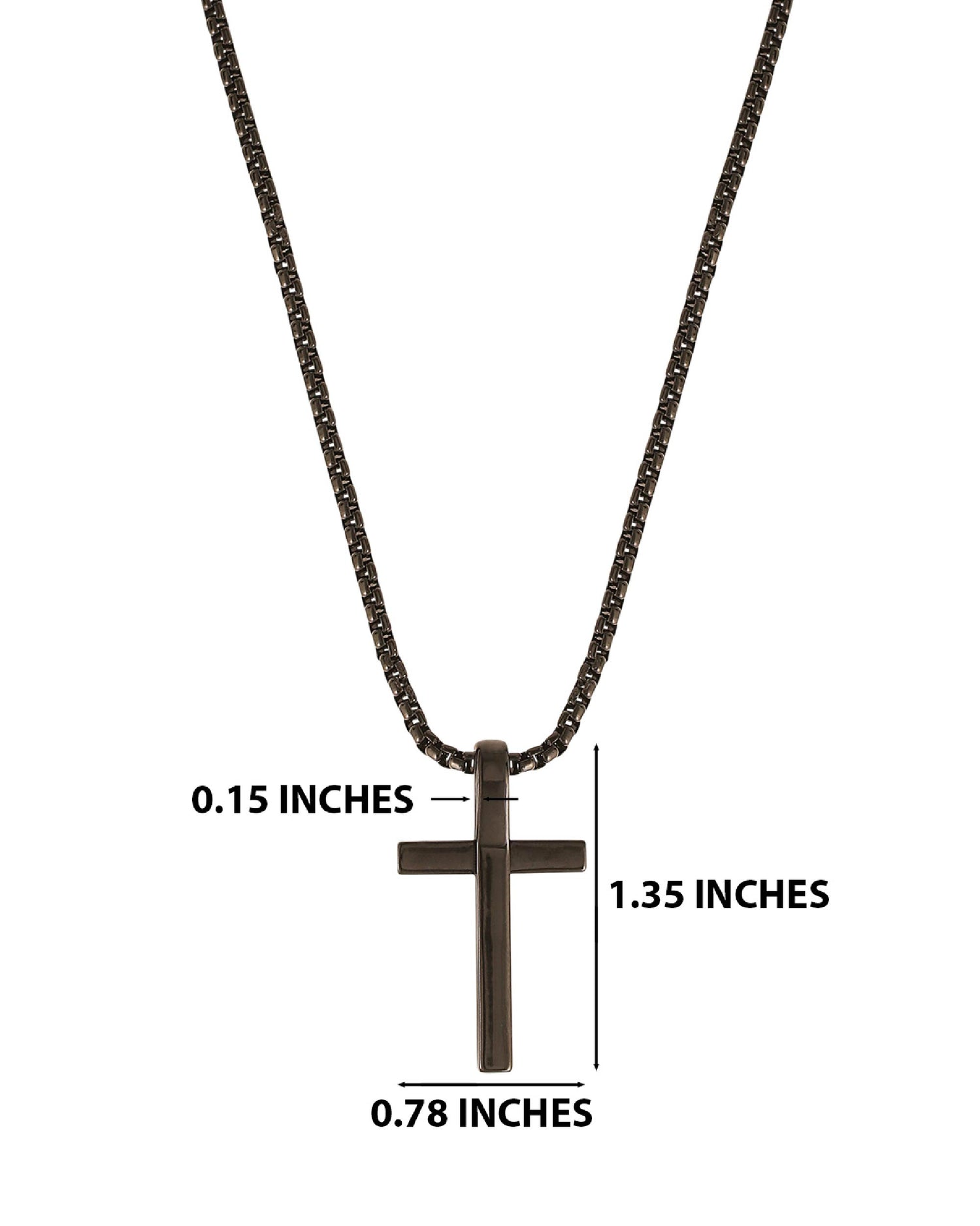 Lucky Brand Stainless Steel Cross Necklace for Men 22", Two-Tone Pendant Necklace, Cross Jewelry