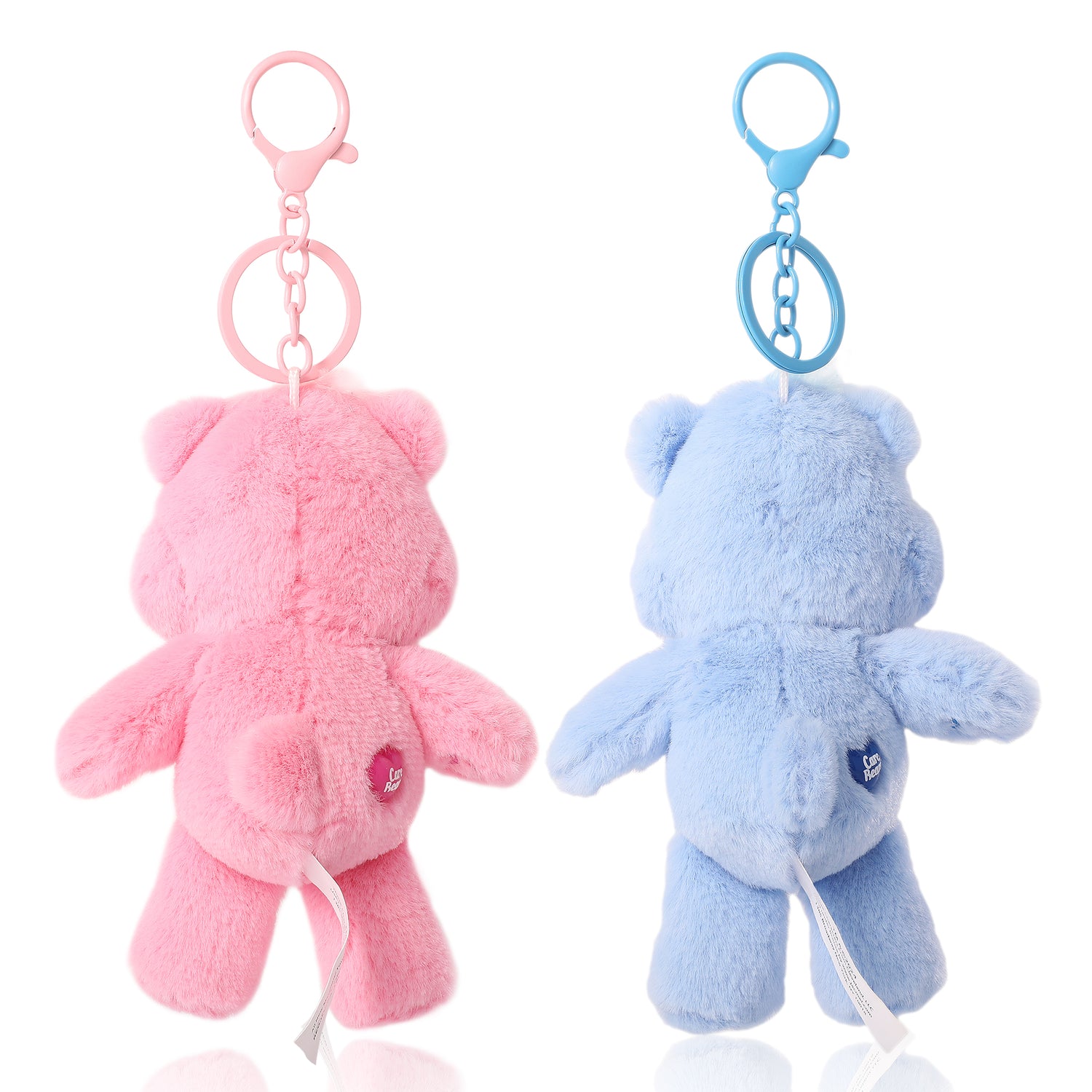 SALLY ROSE Care Bears Plush Keychain Set of 2, Cheer and Grumpy Bear Key Chain, Bag Charms for Backpack and Purse, Care Bear Gifts