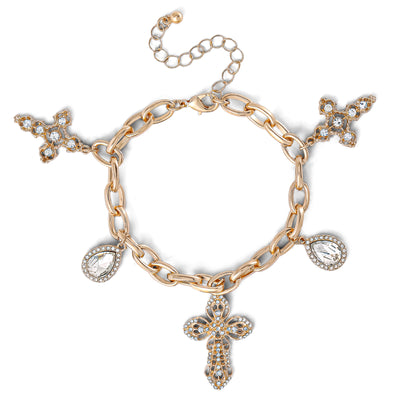 Jessica Simpson Crystal Cross Charm Bracelet