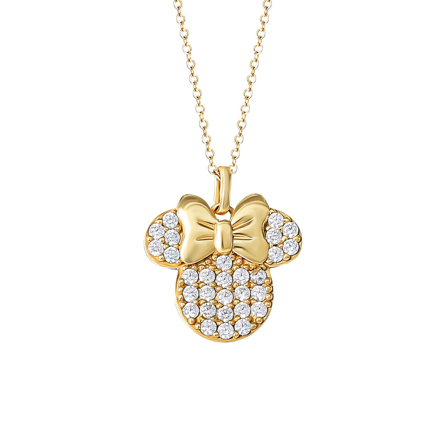 Minnie Mouse Necklace for Women 18" Official License, Cubic Zirconia