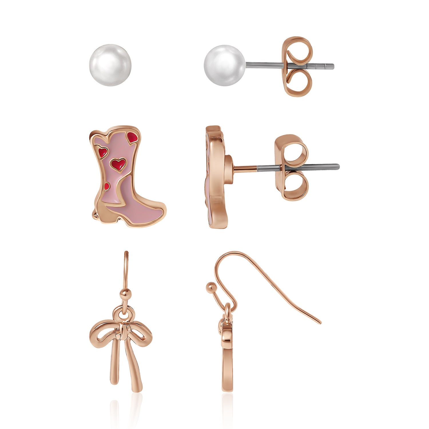 Jessica Simpson Imitation Gold Plated 3-Pack Stud Earrings Set