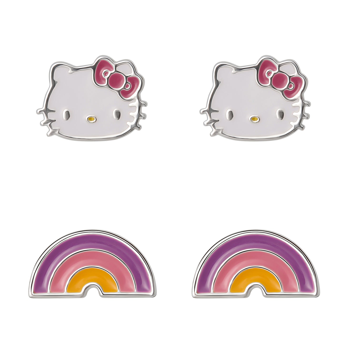 Hello Kitty Stud Earrings Set for Women, 2 Pairs, Sanrio Studs