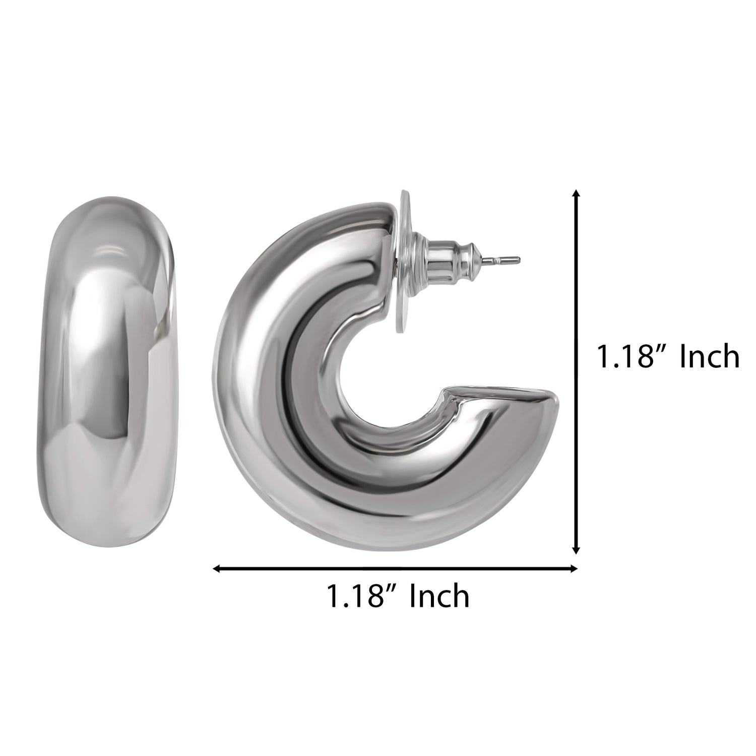 JS Jessica Simpson Chunky Hoop Earrings in Silver Tone Finish