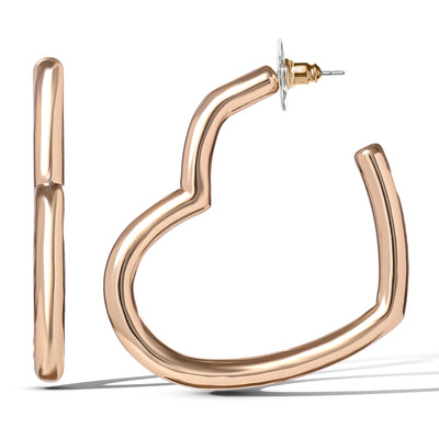 Jessica Simpson Open Heart Thin Wire Hoop Earrings in Gold
