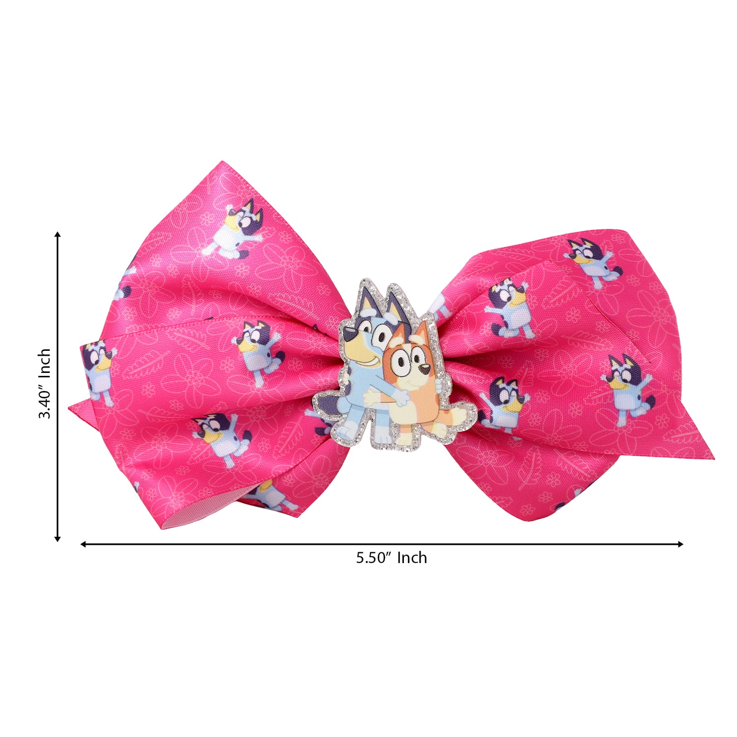 Bingo and Bluey Bow Hair Clip Official License, Pink Bow for Hair