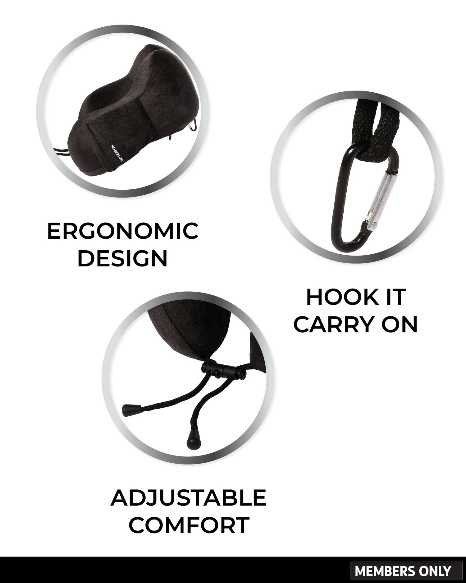 MEMBERS ONLY BLACK NECK PILLOW