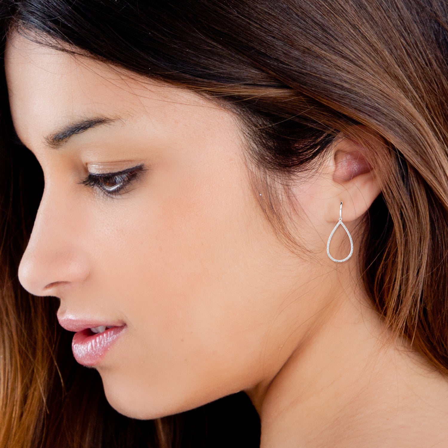 BCBGeneration Teardrop Pavé Outline Earrings, Silver‑Tone Fishhook