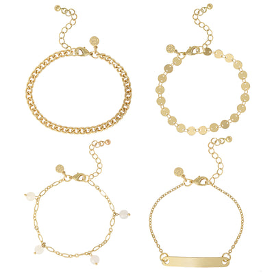 Jessica Simpson Gold-Tone Layered Bracelet Set – 4 Piece Set