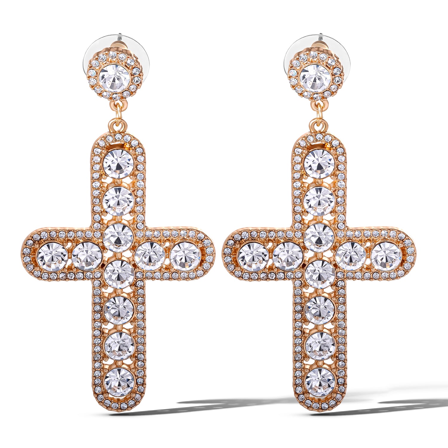 Jessica Simpson Crystal Cross Drop Earrings