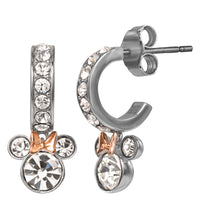 Disney Minnie Mouse Earrings for Women, Two-Tone Sterling Silver Hoops