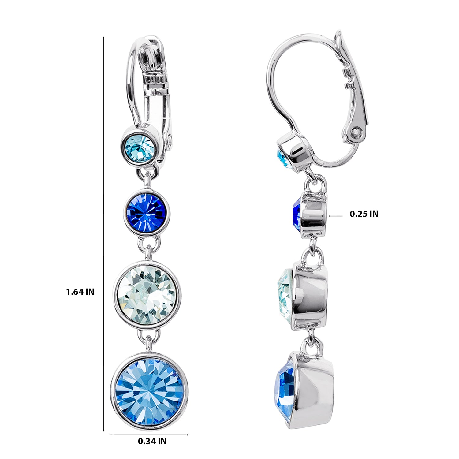 BCBGeneration Graduated Blue Crystal Drop Leverback Earrings